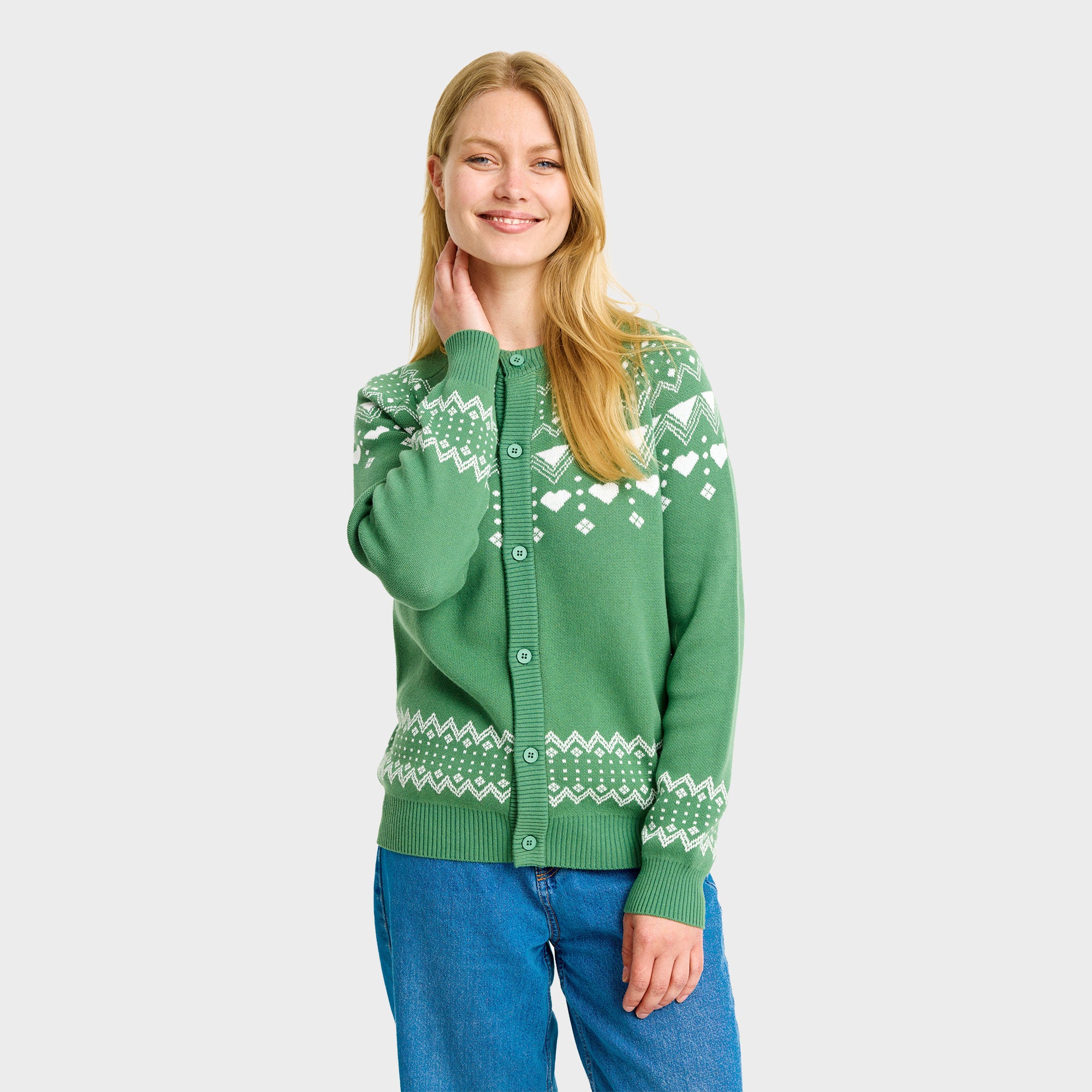 Den simple julecardigan - Dame